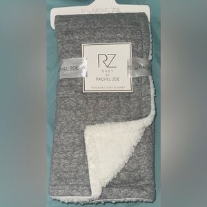 Rachel Zoe Baby Quilted Gray Blanket With Reversible White Sherpa Lining